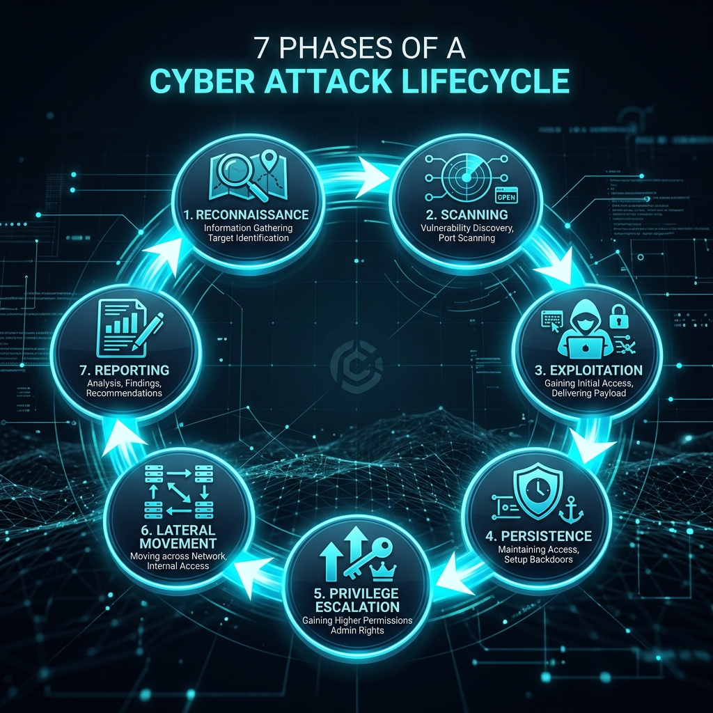 7 phases of penetration testing methodology workflow